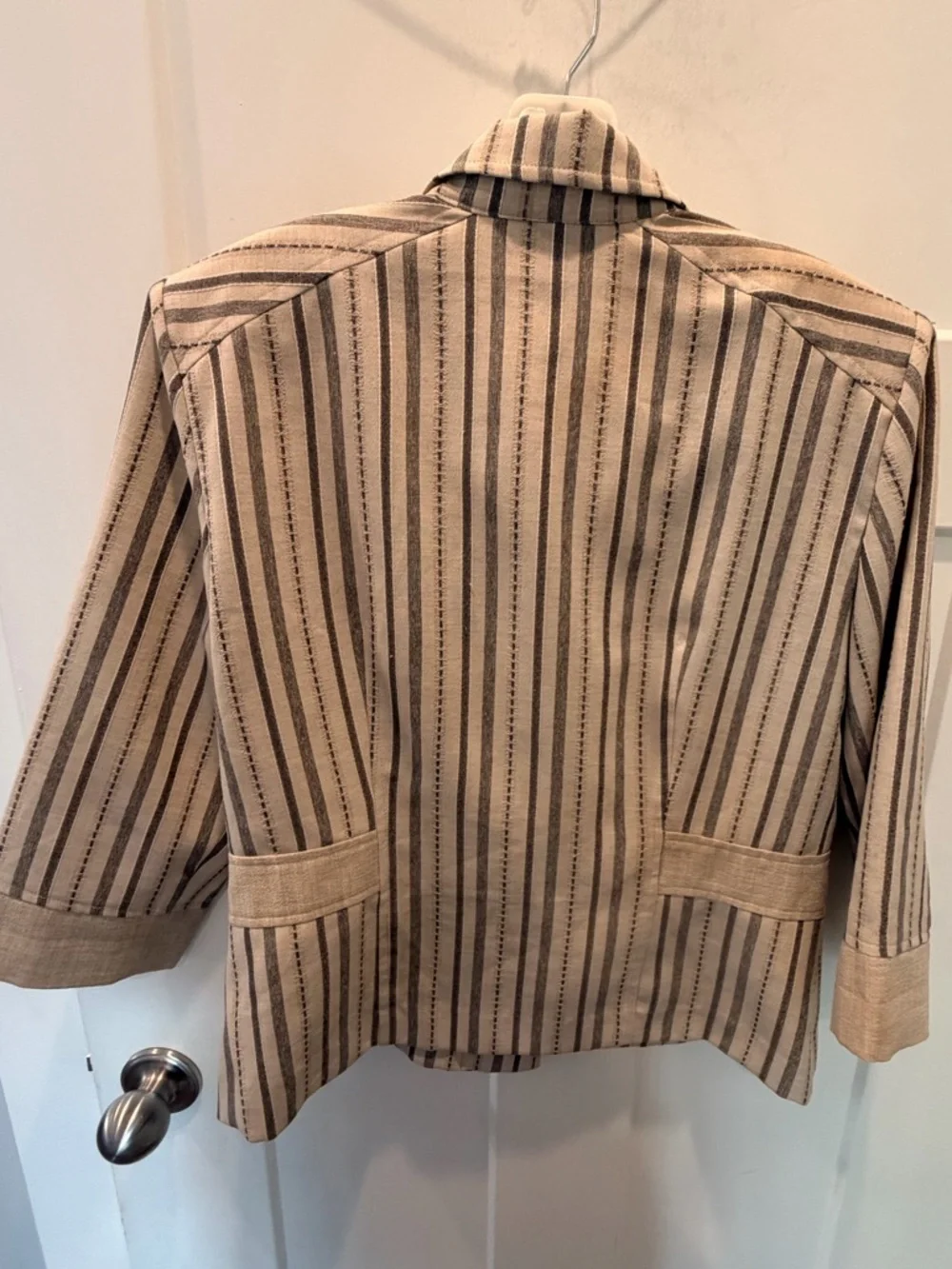 Sag Harbor Striped Blazer Top Size 10 Beige Button Front Career Jacket